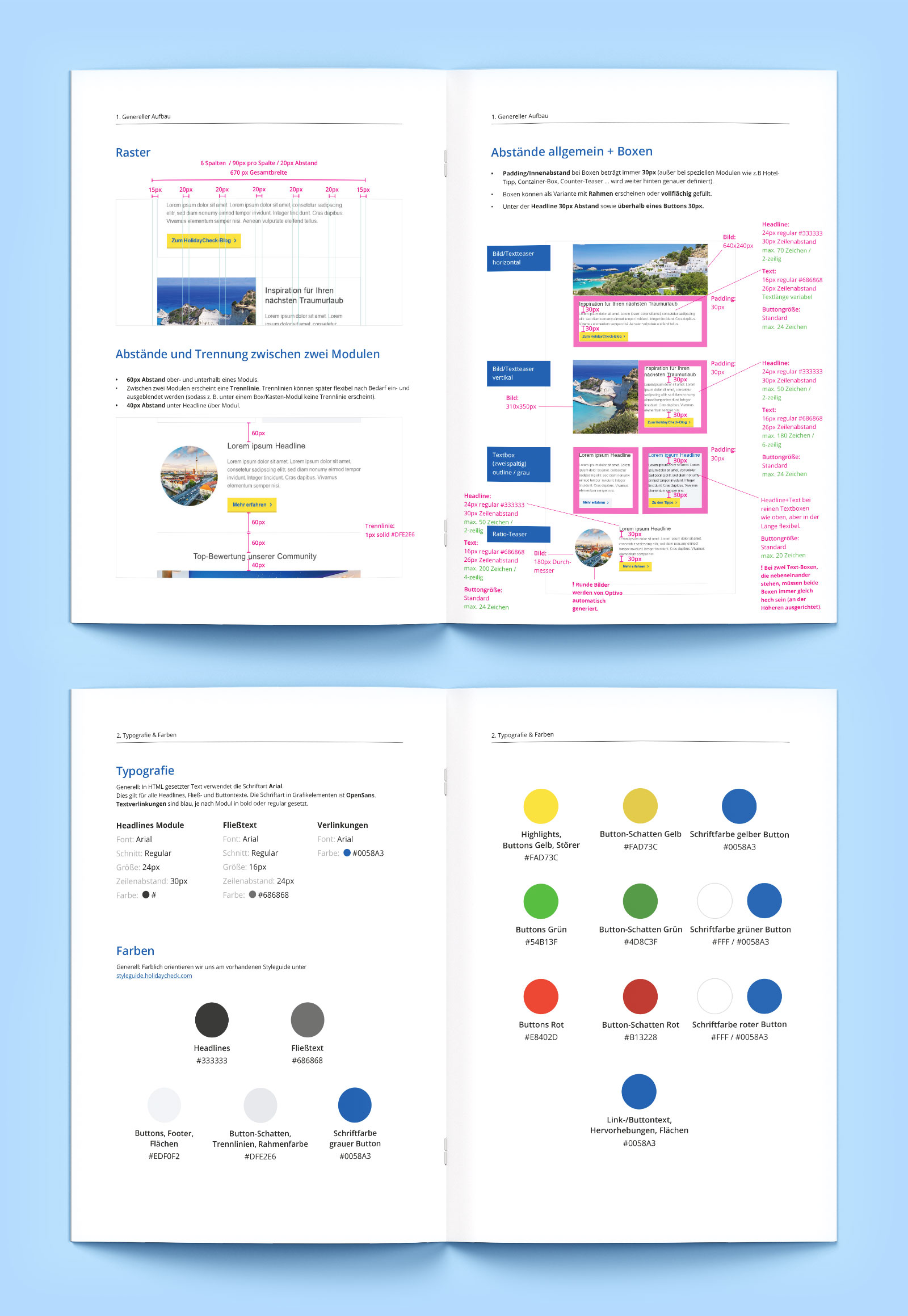 HolidayCheck Newsletter Styleguide Auszug